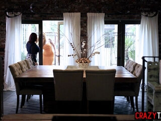 Huge boobs lesbian riding MILFs face