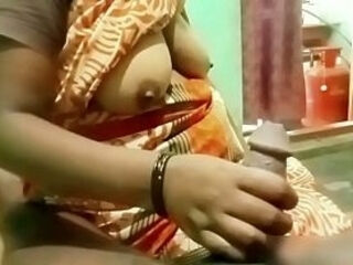 Indian aunty handjob forming boy cock
