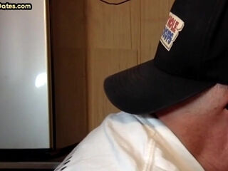 Gloryhole homemade DILF deepthroats cock in closeup