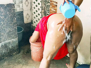 Desi Mommy By Boy In Bathroom