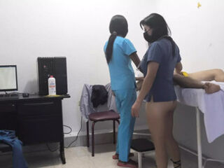 A nurse and a doctor seduce the patient and then end up fucking on the stretcher