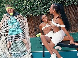 Tennis Lesson Turns Into A Sweaty Love Match With Kira Noir, Olivia Jayy And Kira Doll