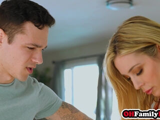 Stepmom teases stepson with blindfold