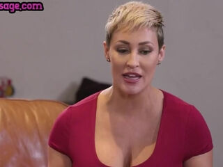 Busty lez MILFS enjoy massage threesome and tribbing