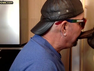 Homemade IR gloryhole bottom barebacked by black dong