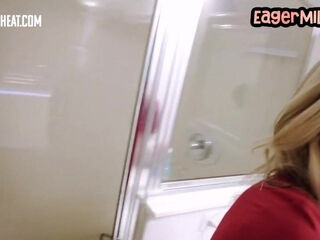 POV busty MILF talks dirty while pussyfucked in closeup