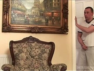Grandma Dominika Rubs Her Mature Pussy And Then Fucks With A Man On The Couch