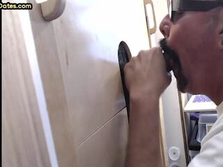 Blackcock gay fan sucks gloryhole cock in private video