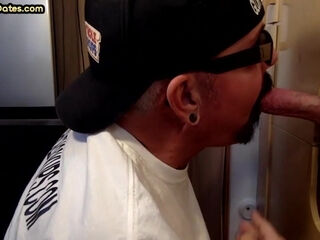 Gloryhole BJ DILF takes cum in mouth after sucking at home