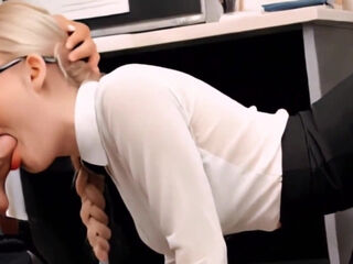 Blonde secretary fucked hard after hours
