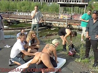 Blonde Slut Fucked Publicly To Lowest Bidder - Mona Wales And Juliette March