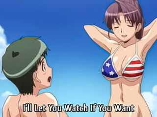 Hentai &ndash_ Older Stepsister Goes Topless at the Beach! [Uncensored] [Subtitled]