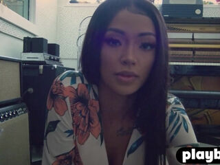 Ebony babe posed in hot white lingerie