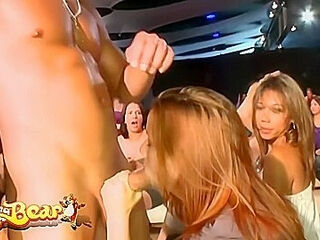 Horny Babes Gather In The Club To Suck Macho Mens Dicks