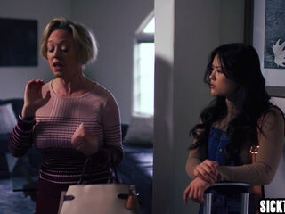 Asian teen having energetic lesbian sex