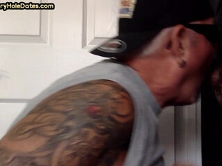 Amateur gloryhole BJ gaydaddy mouth filled with fresh load