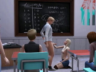 Shy guy fucks hot teacher in the classroom - sims 4 - 3D animation