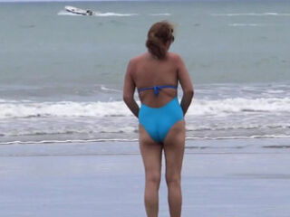 Stepson for the first time has sex with beautiful stepmother on the beach